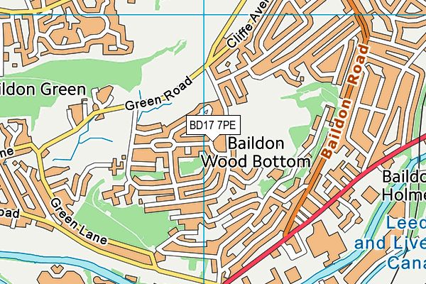 BD17 7PE map - OS VectorMap District (Ordnance Survey)