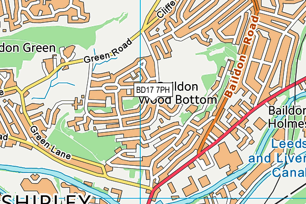 BD17 7PH map - OS VectorMap District (Ordnance Survey)