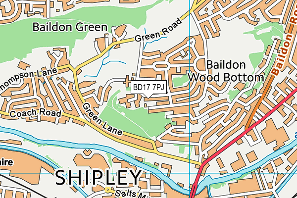 BD17 7PJ map - OS VectorMap District (Ordnance Survey)