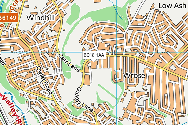 Low Ash Primary School map (BD18 1AA) - OS VectorMap District (Ordnance Survey)