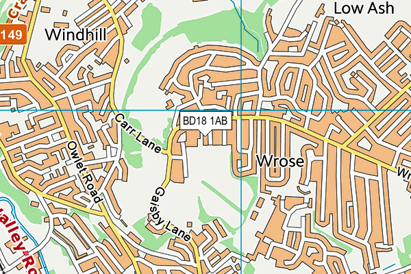 BD18 1AB map - OS VectorMap District (Ordnance Survey)