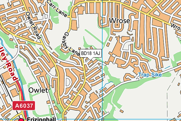 BD18 1AJ map - OS VectorMap District (Ordnance Survey)