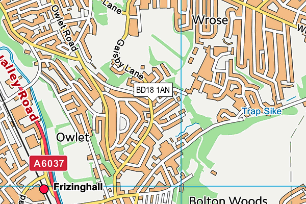 BD18 1AN map - OS VectorMap District (Ordnance Survey)