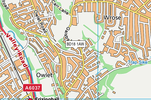 BD18 1AW map - OS VectorMap District (Ordnance Survey)