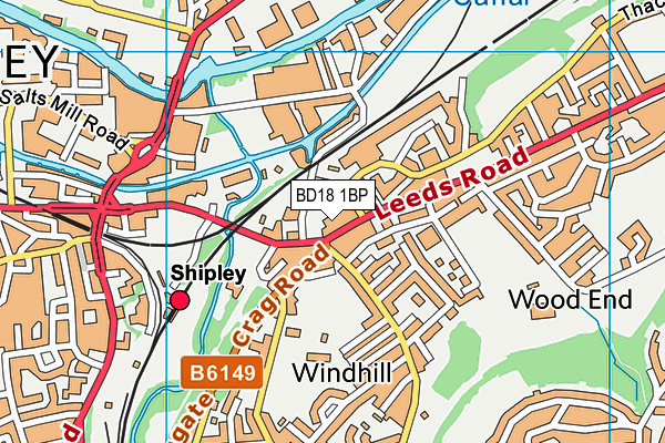 BD18 1BP map - OS VectorMap District (Ordnance Survey)