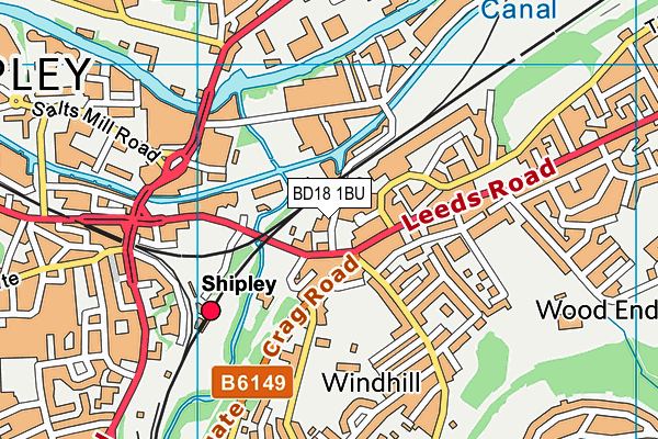 BD18 1BU map - OS VectorMap District (Ordnance Survey)