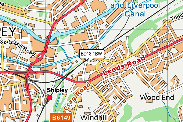 BD18 1BW map - OS VectorMap District (Ordnance Survey)