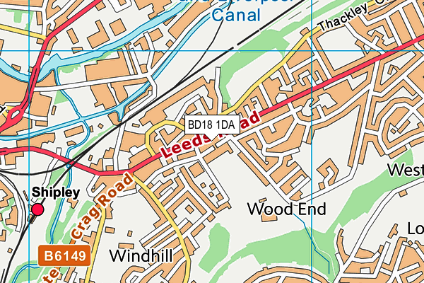 BD18 1DA map - OS VectorMap District (Ordnance Survey)