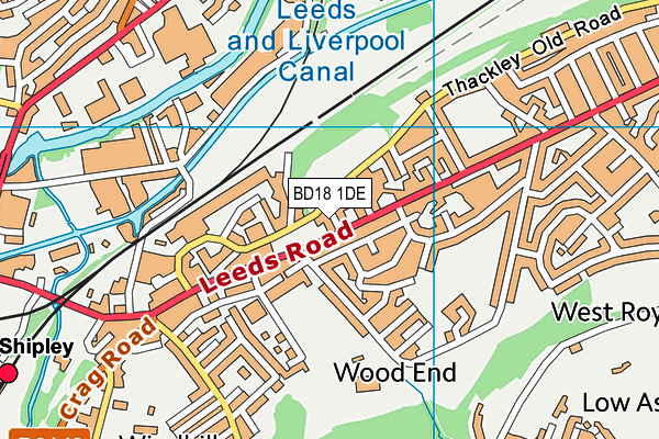 BD18 1DE map - OS VectorMap District (Ordnance Survey)