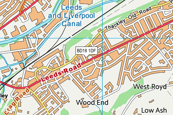 BD18 1DF map - OS VectorMap District (Ordnance Survey)
