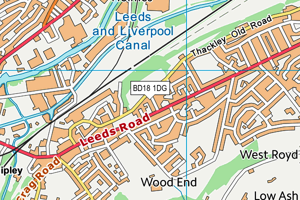 BD18 1DG map - OS VectorMap District (Ordnance Survey)