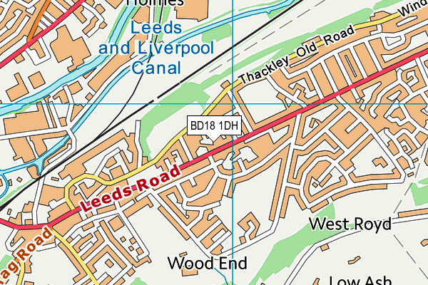 BD18 1DH map - OS VectorMap District (Ordnance Survey)