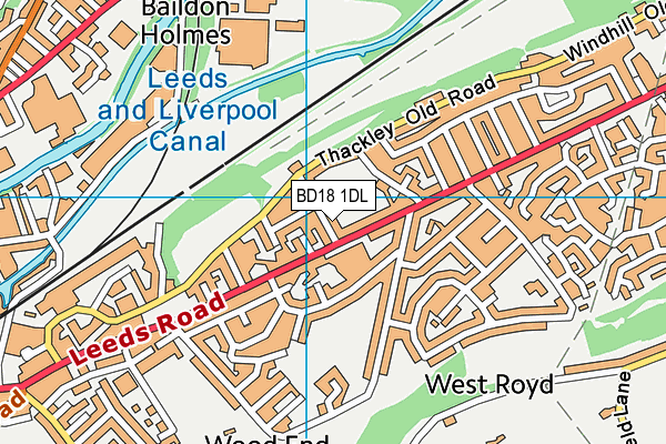 BD18 1DL map - OS VectorMap District (Ordnance Survey)