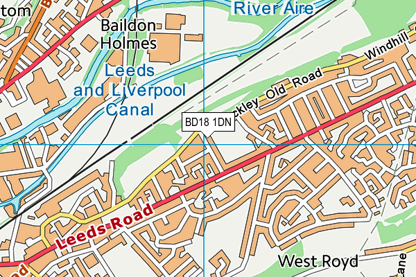 BD18 1DN map - OS VectorMap District (Ordnance Survey)