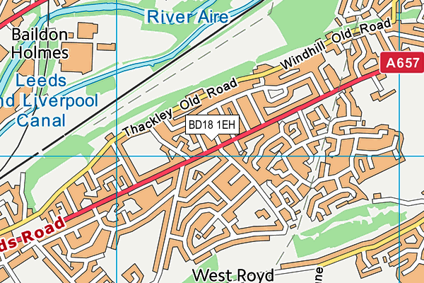 BD18 1EH map - OS VectorMap District (Ordnance Survey)