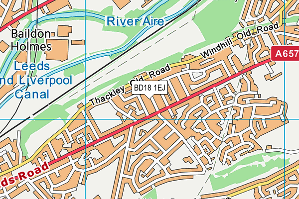 BD18 1EJ map - OS VectorMap District (Ordnance Survey)