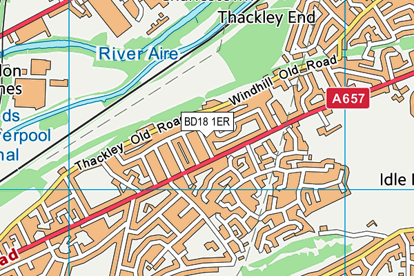 BD18 1ER map - OS VectorMap District (Ordnance Survey)