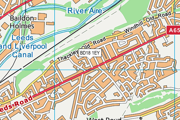 BD18 1EY map - OS VectorMap District (Ordnance Survey)