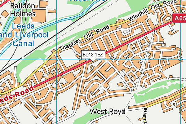 BD18 1EZ map - OS VectorMap District (Ordnance Survey)