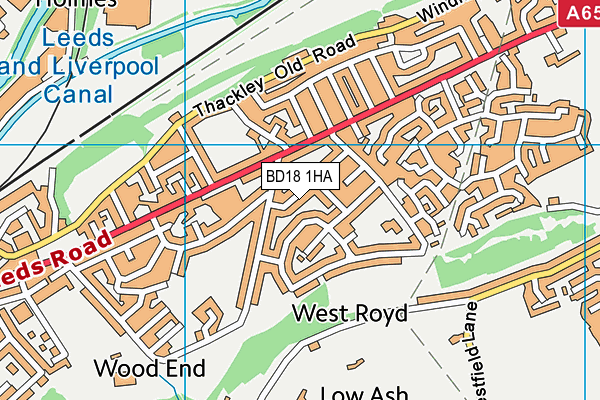 BD18 1HA map - OS VectorMap District (Ordnance Survey)