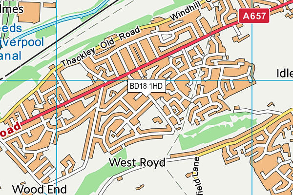 BD18 1HD map - OS VectorMap District (Ordnance Survey)