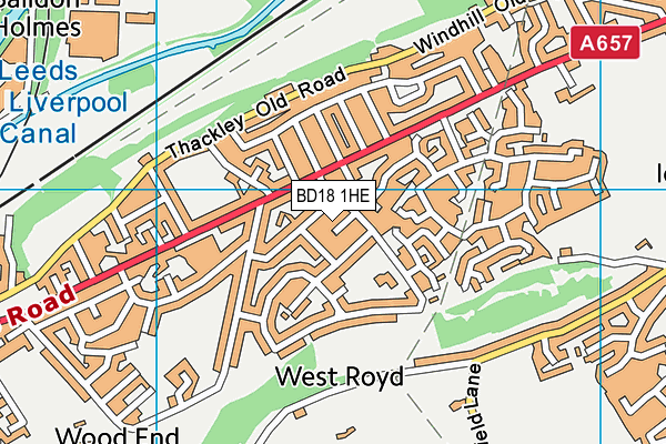 BD18 1HE map - OS VectorMap District (Ordnance Survey)