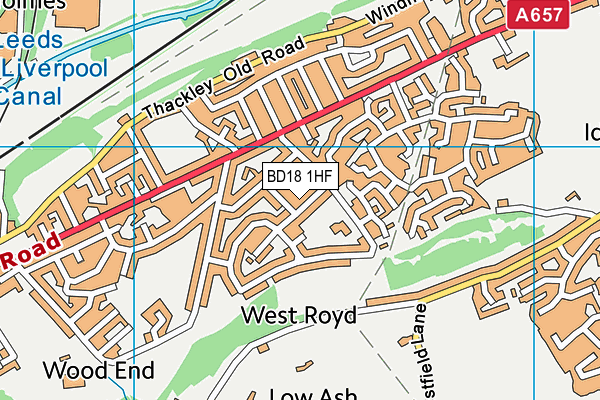 BD18 1HF map - OS VectorMap District (Ordnance Survey)