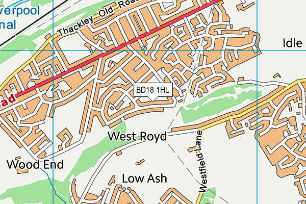 BD18 1HL map - OS VectorMap District (Ordnance Survey)