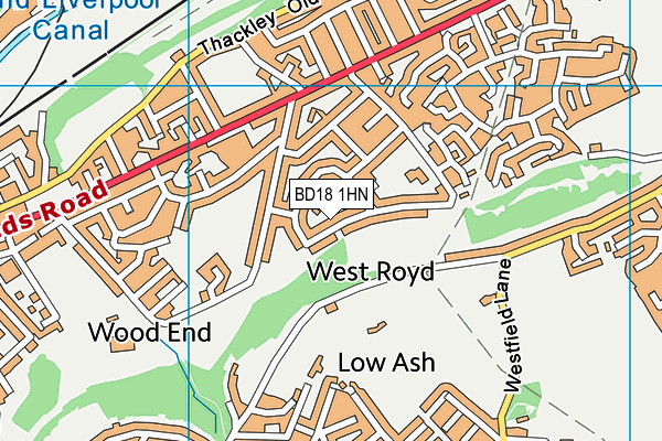 BD18 1HN map - OS VectorMap District (Ordnance Survey)