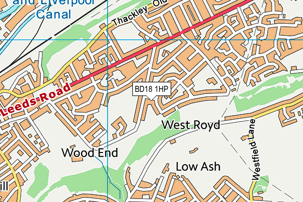 BD18 1HP map - OS VectorMap District (Ordnance Survey)