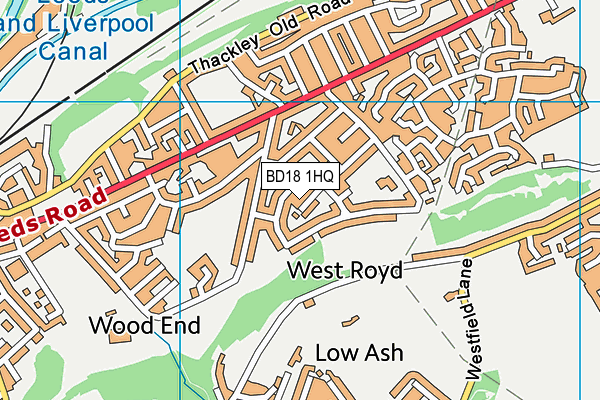 BD18 1HQ map - OS VectorMap District (Ordnance Survey)