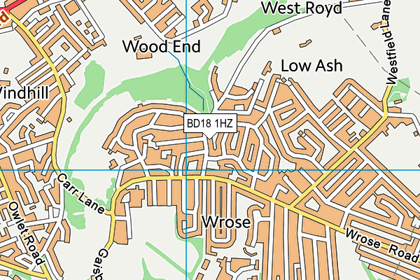 BD18 1HZ map - OS VectorMap District (Ordnance Survey)