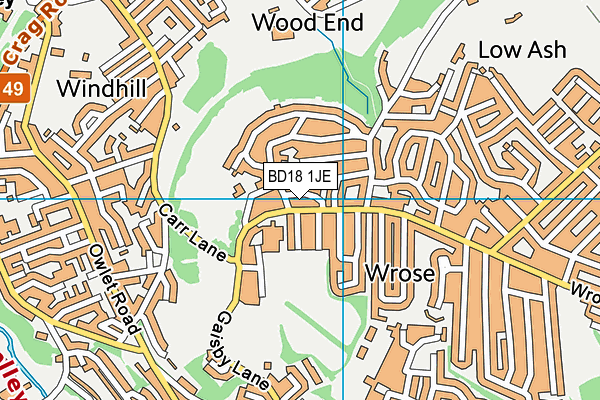 BD18 1JE map - OS VectorMap District (Ordnance Survey)