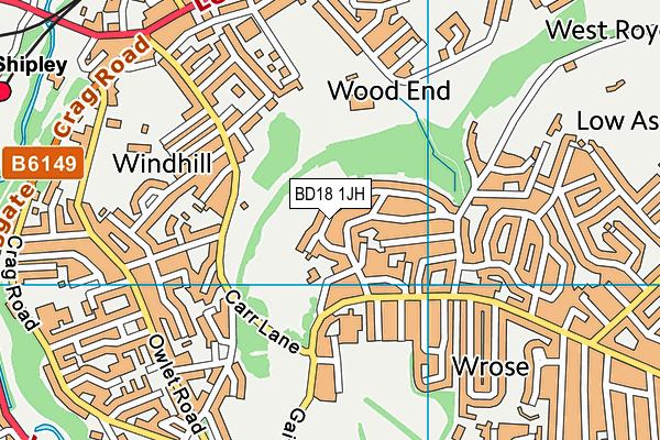 BD18 1JH map - OS VectorMap District (Ordnance Survey)