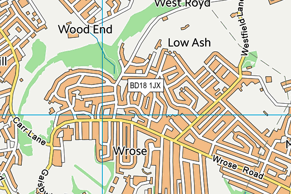 BD18 1JX map - OS VectorMap District (Ordnance Survey)