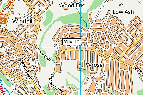 BD18 1LG map - OS VectorMap District (Ordnance Survey)