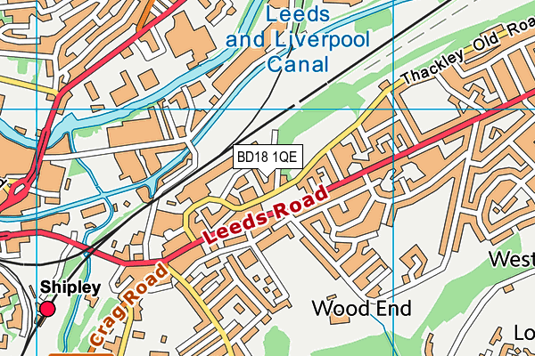 BD18 1QE map - OS VectorMap District (Ordnance Survey)