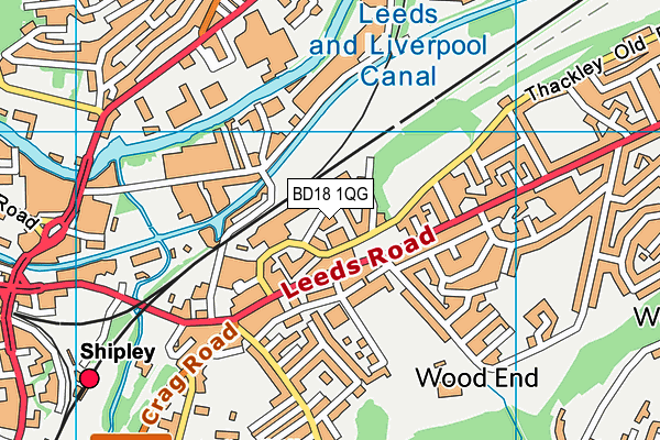 BD18 1QG map - OS VectorMap District (Ordnance Survey)