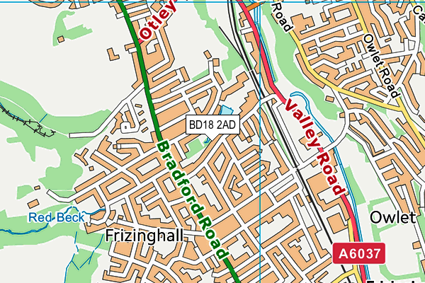 BD18 2AD map - OS VectorMap District (Ordnance Survey)