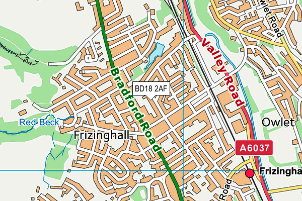 BD18 2AF map - OS VectorMap District (Ordnance Survey)