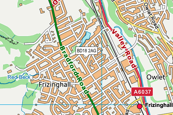 BD18 2AG map - OS VectorMap District (Ordnance Survey)