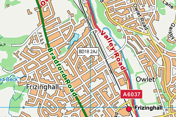 BD18 2AJ map - OS VectorMap District (Ordnance Survey)