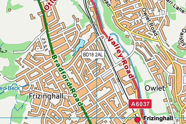 BD18 2AL map - OS VectorMap District (Ordnance Survey)