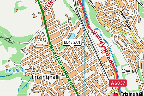 BD18 2AN map - OS VectorMap District (Ordnance Survey)