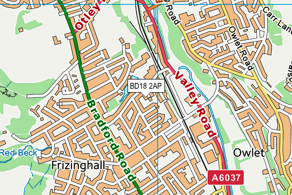 BD18 2AP map - OS VectorMap District (Ordnance Survey)