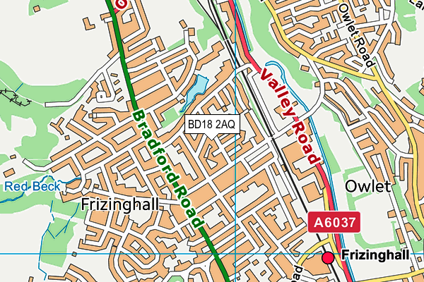 BD18 2AQ map - OS VectorMap District (Ordnance Survey)