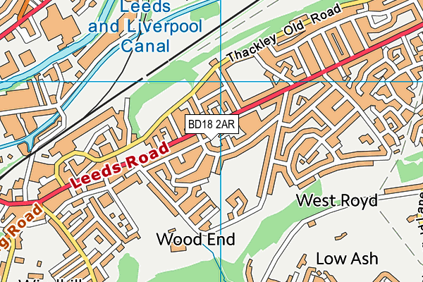 BD18 2AR map - OS VectorMap District (Ordnance Survey)