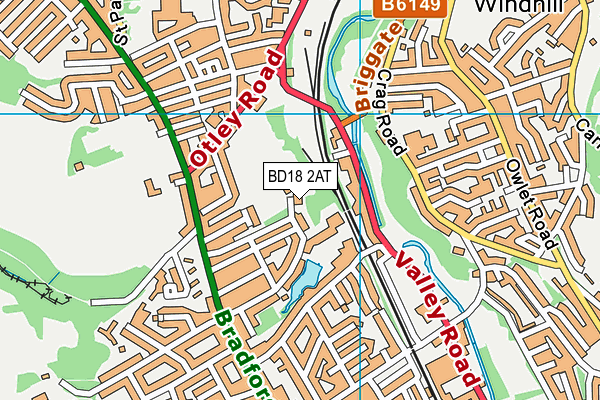 BD18 2AT map - OS VectorMap District (Ordnance Survey)