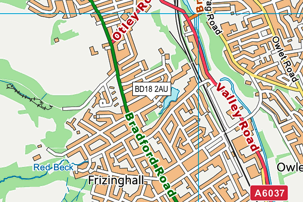 BD18 2AU map - OS VectorMap District (Ordnance Survey)