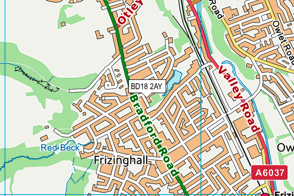 BD18 2AY map - OS VectorMap District (Ordnance Survey)